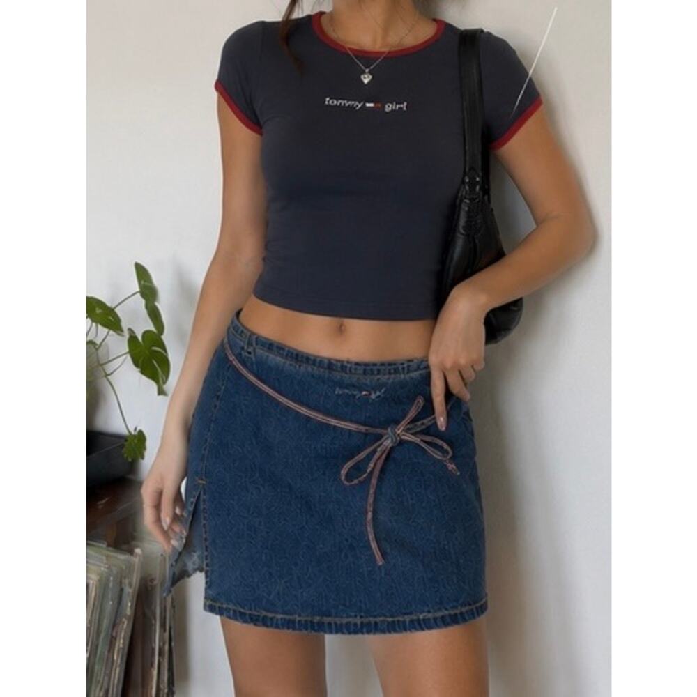 Y2K Tommy Girl Hilfiger Jeans 9 Mini Skort 100% Cotton Americana Mall Brat Prep